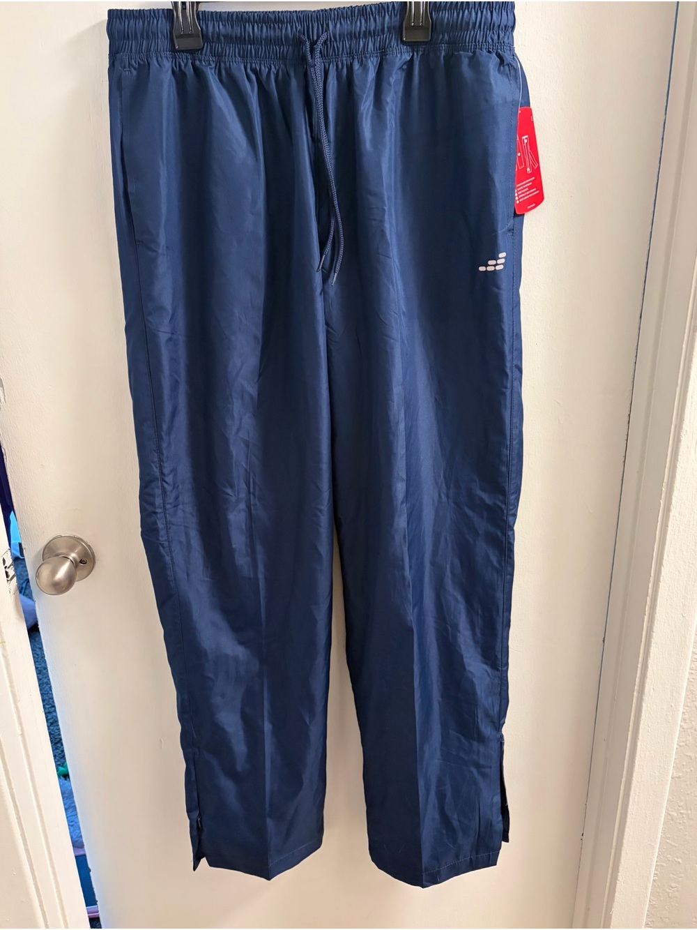 BCG NWT Navy Blue Windpants Lightweight Track Workout Pants Ankle Zip Medium M